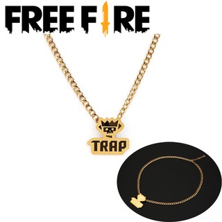Free Fire Necklace “Trap” Pattern Golden Cool Hip Hop Funky Punk 60cm+5cmTail Chain