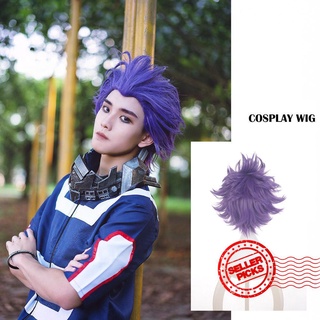 my hero academia shinso hitoshi cosplay mezcla azul u pelo púrpura peluca diaria corto y7e1