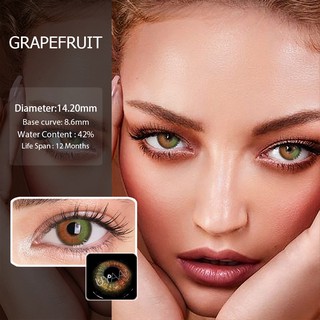 uyaai 2 unids/par serie aether lente de contacto de color anual cosmética ojo colorido lente de contacto 0 grados Grapefruit color (2)