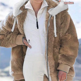 EYES1 Invierno Abrigo Mujer Felpa Abrigo Suelto Otoño Con capucha Moda Manga larga/Multicolor