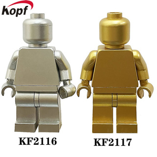 Lego Minifigures KF2116-2117 MOC Plain Blocks Man Son Gold and Silver Building Blocks Toys for Kids (1)