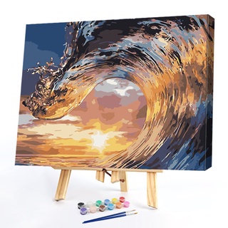 Decoración de onda de mar pintura por número Kit de pinturas acrílicas conjunto DIY pintado a mano dibujo (1)