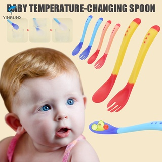 Bebé niño pequeño detección de temperatura cubiertos cambio de temperatura Color alimentación cuchara tenedor