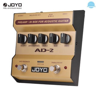 MC JOYO AD-2 Portable Preamp DI Box Acoustic Guitar Effect Pedal 2-Band Balance with 5 Basic Tune Adjustment Knobs for High-Sensitivity Feedback Acoustic Guitar Sound Effect
