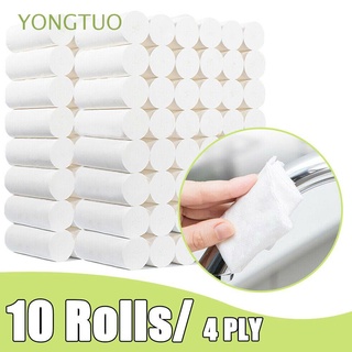 yongtuo 10 rollos de papel higiénico suave toalla de baño papel higiénico tejido de baño multiplegable limpieza del hogar limpieza de 4 capas toalla de papel