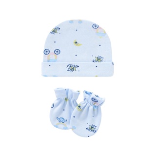 LOV Baby Guantes De Algodón Antiarañazos + Conjunto De Sombreros Protección Facial Para Recién Nacido Arañazos Kit De Gorro Caliente Para Bebés (3)