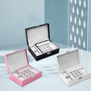Ladies Jewelry Box Storage Box, layer Medium Pu Leather Jewelry Storage Box, with Lock Tray, for Necklace, Earring,