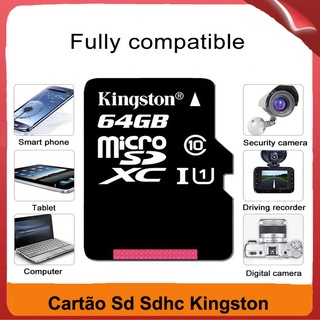 Kingston Tarjeta Sdhc De Alta Velocidad 64/128/256/512gb 2.7 ~ 3.6v Clase 10 De Memoria 100Mb/S Original Sd
