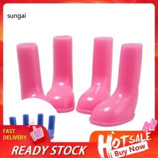 sun_ 4 pzs zapatos para cachorros/zapatos impermeables antideslizantes elásticos para mascotas/botas protectoras para lluvia