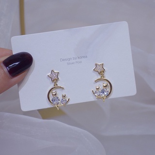 [Disponible En Inventario] Aretes De Diamante Con Purpurina De Gato Pequeño Y Lindos Oro real De 14k Para Mujer