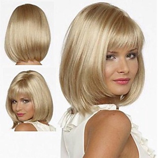 hairjoy blanco mujeres sintéticas completas pelucas cortas recta bob peinado rubio reflejo peluca de pelo resistente al calor envío gratis