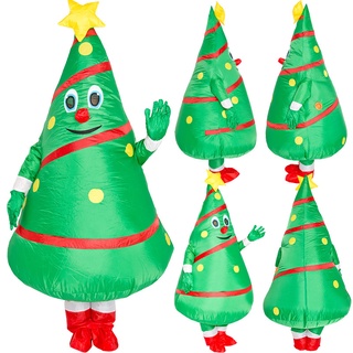 Muñeca de dibujos animados divertido de navidad inflable árbol de navidad disfraz