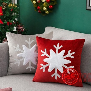 【Christmas Series】Christmas Velvet Plush Embroidered Snowflake Velvet Pillowcase Cushion Dutch X3F9 (1)