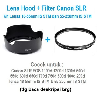 Paquete de capucha de lente ew63c y filtro Canon EOS de 58 mm 18-55 STM 55-250 STM lente campana EW-63C Canon