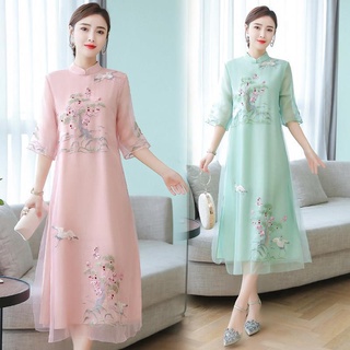 Heavy Industry bordado vestido verano 2021 nuevo estilo étnico chino mejorado cheongsam temperamento primavera y otoño vestido cheongsam vestido (1)