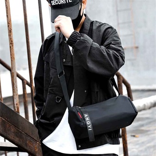 hombres trend ins simple de un hombro bolsa de mensajero casual moda deportes pequeña mochila estudiante bolsa cilindro bolsa
