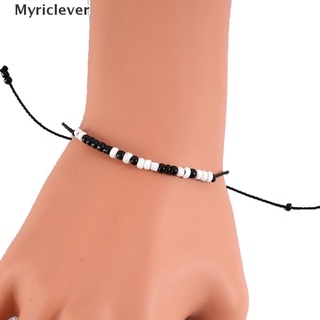 [Myriclever] Adjustable Morse Code Bracelet Women Men Handmade Braided Black Rope Bracelet .