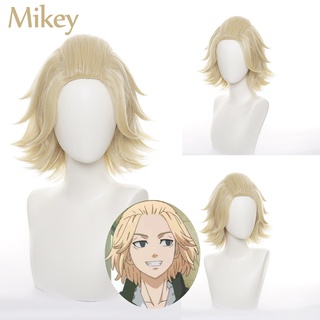 Tokyo Revengers - Mikey pelucas Cosplay Prop Hairpiece corto rizado pelo dorado tokio Manji pandilla peluca disfraz Anime Halloween Manga Show Essentials