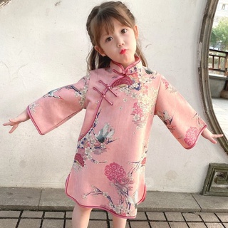 Ropa de niña de otoño 2021 nuevo Hanfu cheongsam estilo occidental de manga larga ropa de bebé Tang