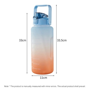 Botella De Agua De 2 Litros De Gran Capacidad Degradado Portátil Mango Al Aire Libre Con Paja (9)
