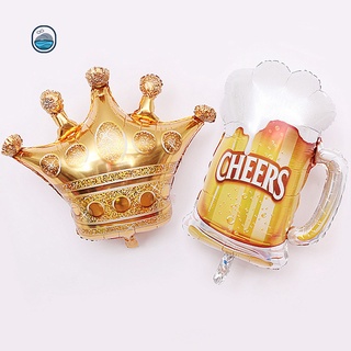 HOT| papel de aluminio corona Cheers cerveza vidrio globo fiesta de cumpleaños boda decoración del hogar