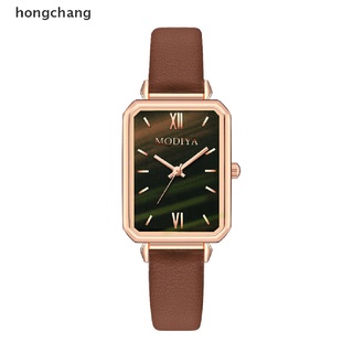 hongchang relojes de pulsera de cuarzo elegantes con correa de cuero para mujer