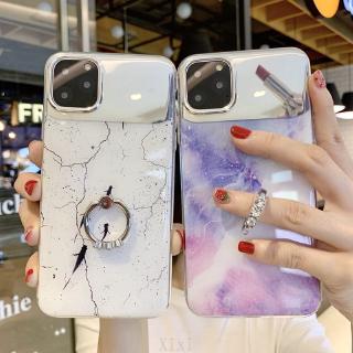 Casing Samsung Galaxy S21+ Note 20 Ultra Note 10 Lite Plus 9 8 S20+ S10 S10e S10+ S9+ S8+ Phone Case With Finger Ring Holder Marble Plating Makeup Mirror Soft TPU Cover