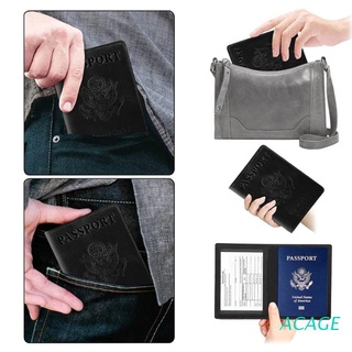 acage portátil de viaje titular de pasaporte de cuero de la pu cubierta de la tarjeta caso delgado protector organizador para mujeres hombres
