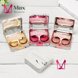 Max Fashion gafas lentes caja de viaje titular gafas de almacenamiento de lentes de contacto caso portátil de mármol raya de plástico Unisex remojo caja/Multicolor