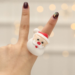 Anillo de navidad brillante luz de dedo Santa Claus copo de nieve árbol de navidad muñeco de nieve juguete para niños (9)