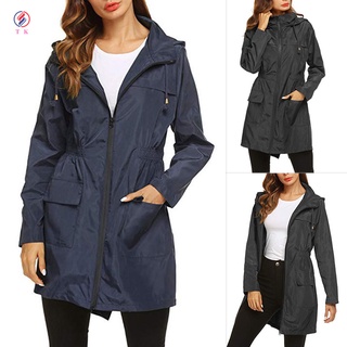 Abrigo largo para mujer con capucha/a prueba De agua/secado rápido/transpirable/a prueba De viento