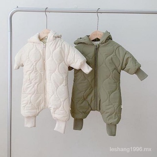 Peleles de manga larga para bebé, niño y niña, monos con capucha y cremallera gruesa, ropa de 0 a 24M, Invierno jKNt