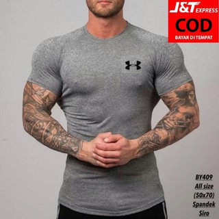 Uaa gris MISTY camiseta gimnasio fitness entrenamiento hombres compresión Running camisa
