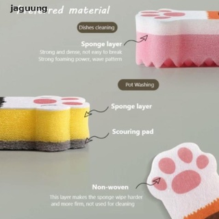 jaguung 3 piezas esponja de garra de gato limpiando cepillo de descontaminación olla esponja lavar platos bloque mx