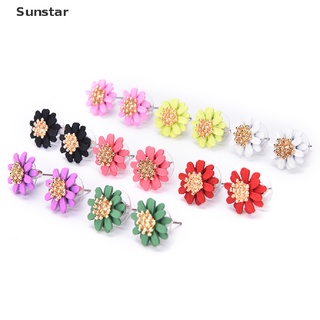 [Sunstar] Nuevo diseño de moda elegante joyería grande flores pendientes de tuerca para mujeres niña señoras