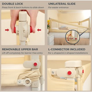 Bedrail SKIDA - 120 cm de altura Extra = valla para cama de bebé, colchón, protector de cama (4)