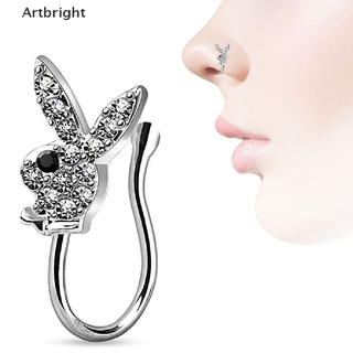 (hotsale) conejito falso nariz anillo clip en flor nariz anillo clip joyería conejo imitación piercing {bigsale}