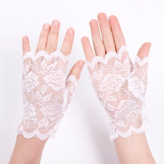 guantes de encaje para mujer/guantes cortos sin dedos/guantes de protección solar vintage para adultos/niñas/guante de encaje sin dedos (3)