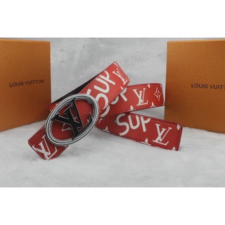 #2021 new# 110cm LV Louis Vuitton x SURPEME men high quality Leather belt red coffee male belt