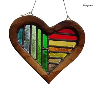 Placa De YOGA De Madera Arco Iris Colgante De Corazón Utilizado Como Un Para La Familia O Amigos