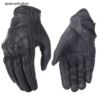 quecaokahai retro cuero real motocicleta guantes moto impermeable guantes de motocross guante mx