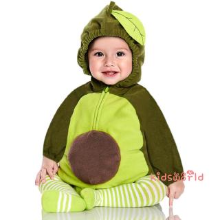 -Fashion Baby Kids Baby Warm Clothes Long Sleeve Zippered Avocado Cosplay Velvet mameluco jump Overall Outfits (2)