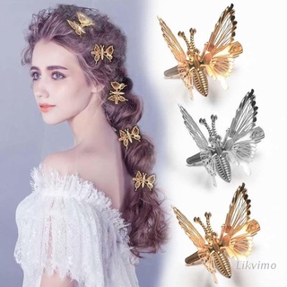 likvimo 10 piezas 3d movible mariposa en forma de clips de pelo metal hueco metálico volador mariposa pasadores kit accesorios para el cabello mujeres
