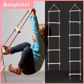 babykids cuerda de madera escalera multi peldaños niños escalada juguete seguro deportes cuerda swing