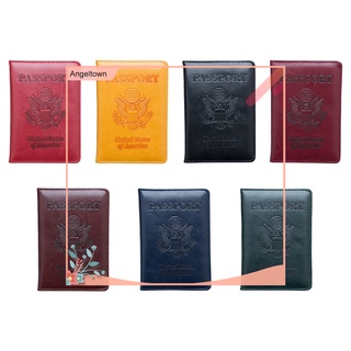 (AngelTown) Titular de pasaporte - funda protectora de cuero para tarjetas de viaje organizador de documentos