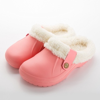 factorsf otoño invierno mujeres felpa forro impermeable Anti Skid zapatillas casa mulas zapatos