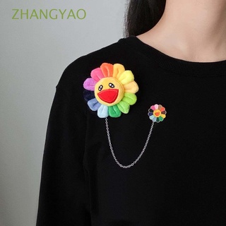 ZHANGYAO Originalidad Pin coreano Adorable Insignia de abrigo Broche de cadena para mujeres Girasol Animal Marido y mujer Pato Mujer Estereoscópico Joyería de moda