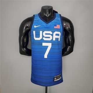 2021 juegos olímpicos durant #7 usa equipo usa azul nba jersey baloncesto jersey versión seda