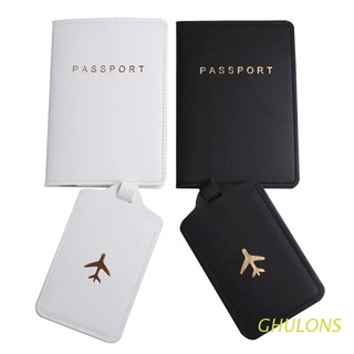 ghulons 4pcs cuero pu pasaporte cubierta con etiquetas de equipaje titular caso organizador tarjeta de identificación protector de viaje organizador