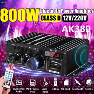 * AK380 800W Amplificador De Potencia Audio Karaoke Cine En Casa De 2 Canales Bluetooth compatible Clase D USB/SD AUX Entrada Receptor shthku